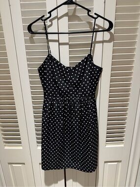 J. Crew Black Dress with White Polka Dots